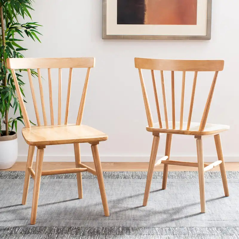 Chaises de salle à manger à dossier fuseau de style rustique (lot de 2) — 50,8 cm L x 50,8 cm P x 83,8 cm H