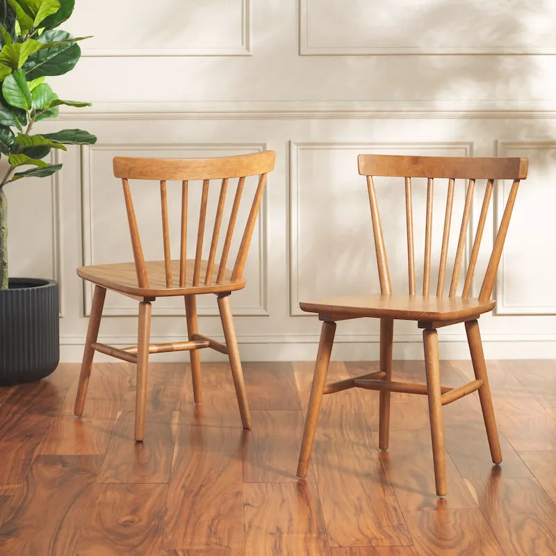 Chaises de salle à manger à dossier fuseau de style rustique (lot de 2) — 50,8 cm L x 50,8 cm P x 83,8 cm H