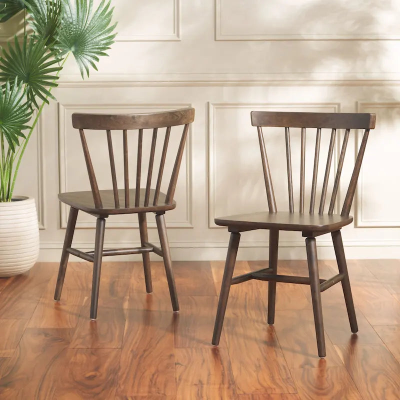 Chaises de salle à manger à dossier fuseau de style rustique (lot de 2) — 50,8 cm L x 50,8 cm P x 83,8 cm H