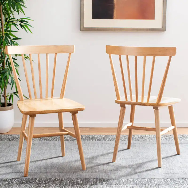 Chaises de salle à manger à dossier fuseau de style rustique (lot de 2) — 50,8 cm L x 50,8 cm P x 83,8 cm H