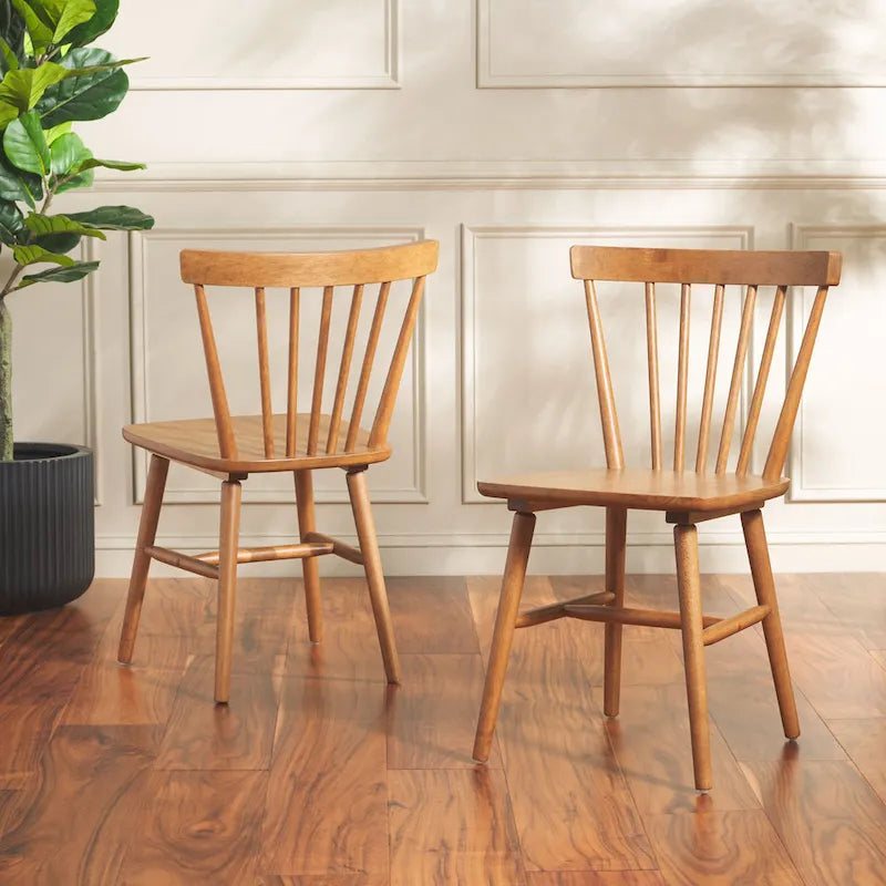 Chaises de salle à manger à dossier fuseau de style rustique (lot de 2) — 50,8 cm L x 50,8 cm P x 83,8 cm H