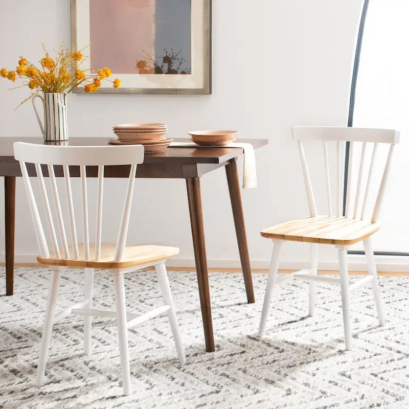 Chaises de salle à manger à dossier fuseau de style rustique (lot de 2) — 50,8 cm L x 50,8 cm P x 83,8 cm H