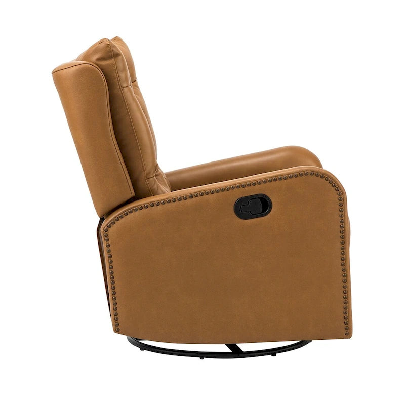 Fauteuil de salon en cuir véritable, style milieu du siècle (piètement métallique)