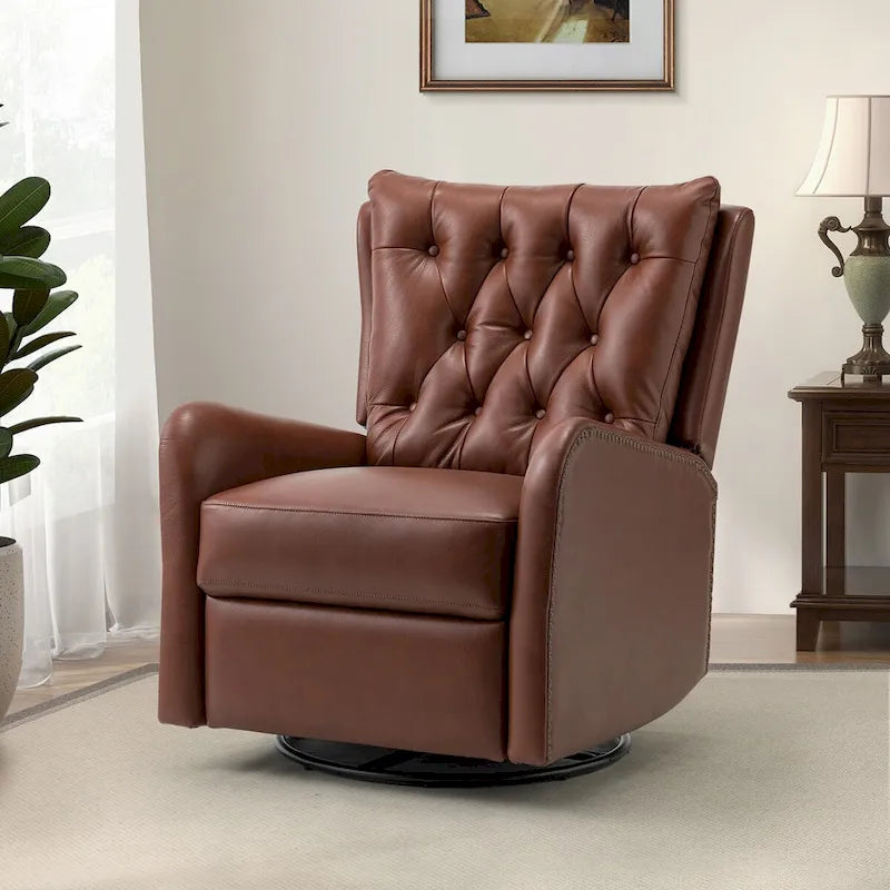 Fauteuil de salon en cuir véritable, style milieu du siècle (piètement métallique)