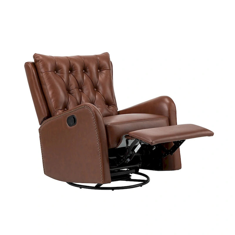 Fauteuil de salon en cuir véritable, style milieu du siècle (piètement métallique)