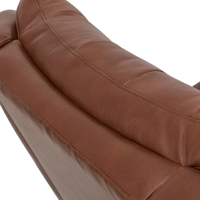 Fauteuil de salon en cuir véritable, style milieu du siècle (piètement métallique)