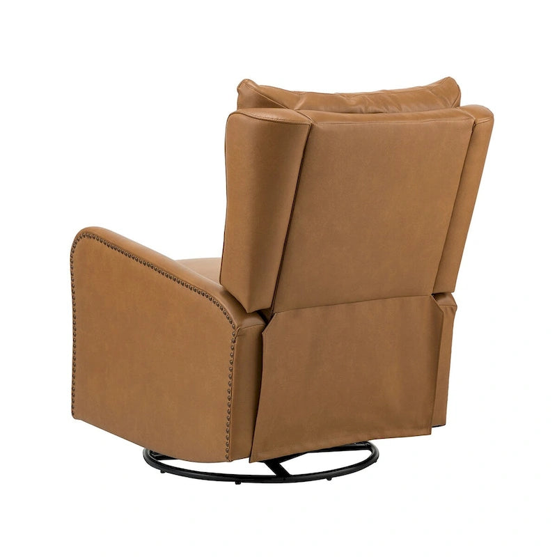 Fauteuil de salon en cuir véritable, style milieu du siècle (piètement métallique)