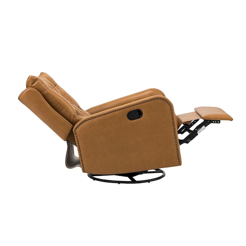 Fauteuil de salon en cuir véritable, style milieu du siècle (piètement métallique)