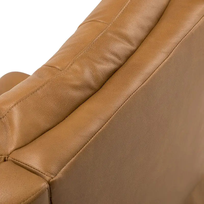 Fauteuil de salon en cuir véritable, style milieu du siècle (piètement métallique)