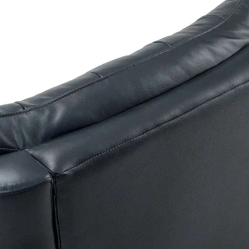 Fauteuil de salon en cuir véritable, style milieu du siècle (piètement métallique)