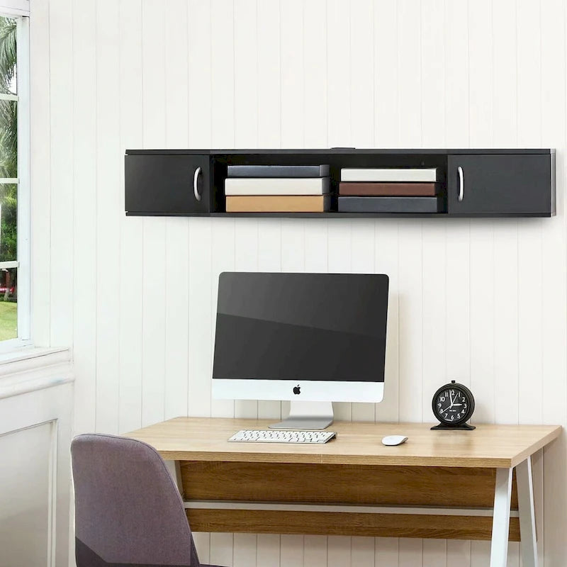 Console de commande multimédia pour téléviseur mural avec meuble de rangement flottant pour bureau