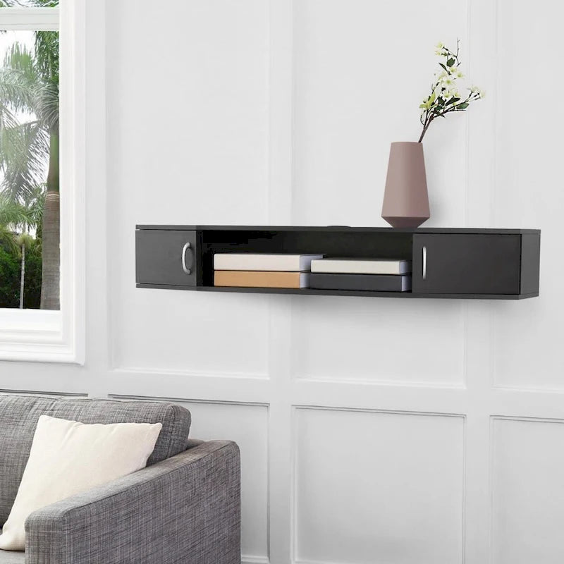 Console de commande multimédia pour téléviseur mural avec meuble de rangement flottant pour bureau