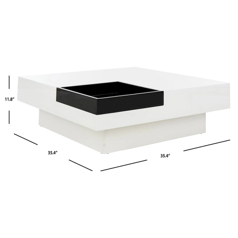 Table basse noire et blanche — 35,4 x 35,4 x 11,8 — Largeur 35 x Profondeur 35 x Hauteur 12