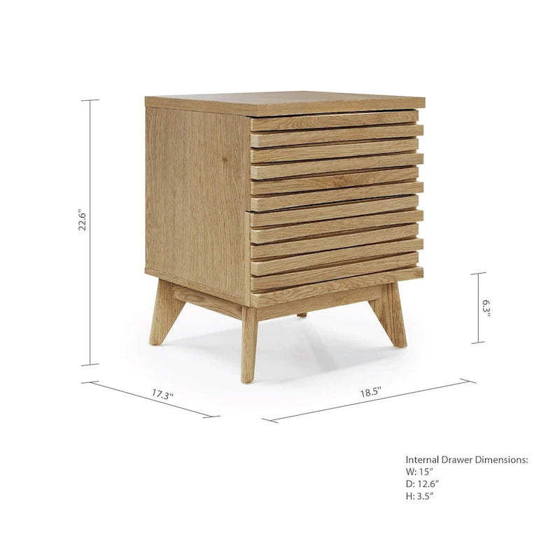 Table de chevet à double tiroir aspect chêne, meuble de chambre