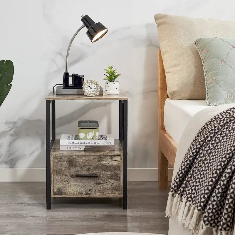 (Lot de 2) Tables de chevet à tiroir unique — Tables d'appoint / tables de bout carrées modernes — Convient pour chambre et salon