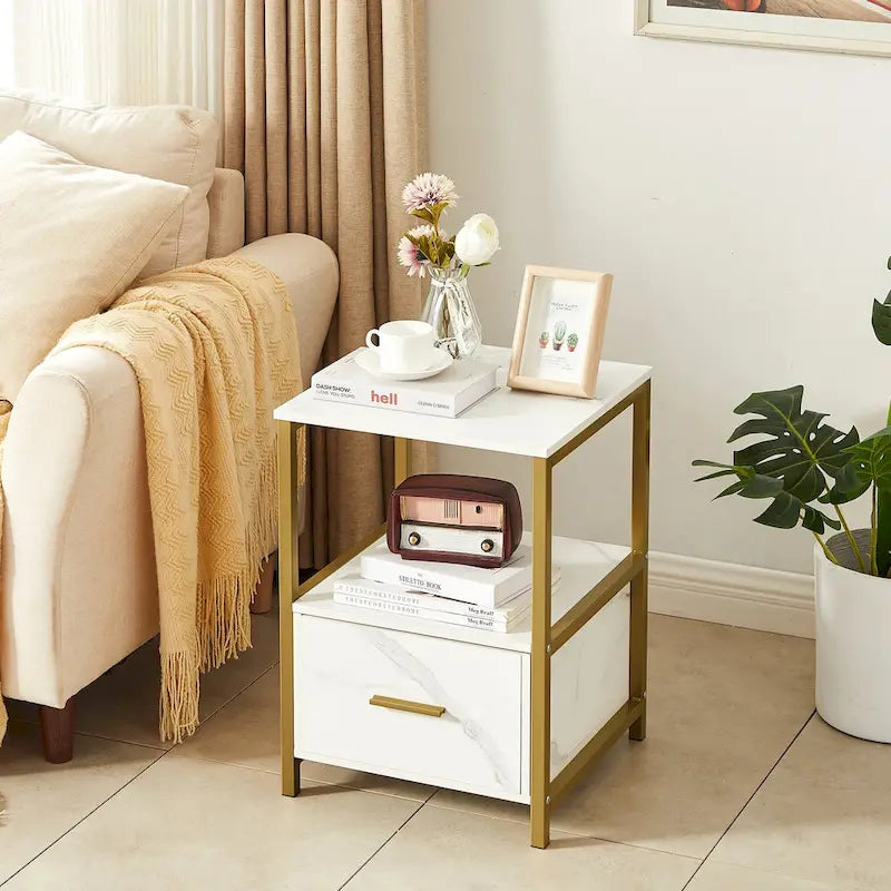 (Lot de 2) Tables de chevet à tiroir unique — Tables d'appoint / tables de bout carrées modernes — Convient pour chambre et salon