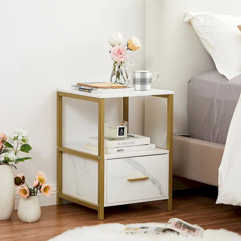 (Lot de 2) Tables de chevet à tiroir unique — Tables d'appoint / tables de bout carrées modernes — Convient pour chambre et salon