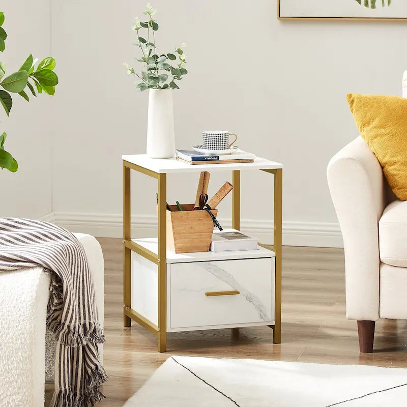 (Lot de 2) Tables de chevet à tiroir unique — Tables d'appoint / tables de bout carrées modernes — Convient pour chambre et salon