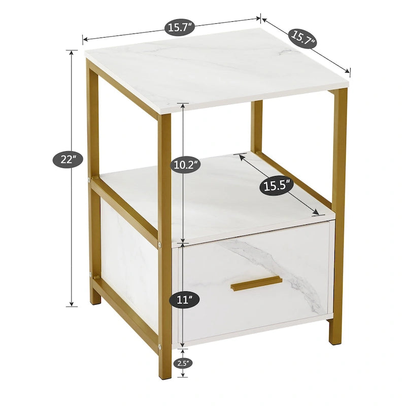 (Lot de 2) Tables de chevet à tiroir unique — Tables d'appoint / tables de bout carrées modernes — Convient pour chambre et salon
