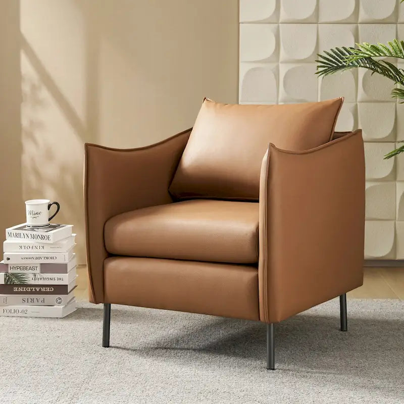 Fauteuil en tissu moderne anti-rayures avec pieds en métal noir