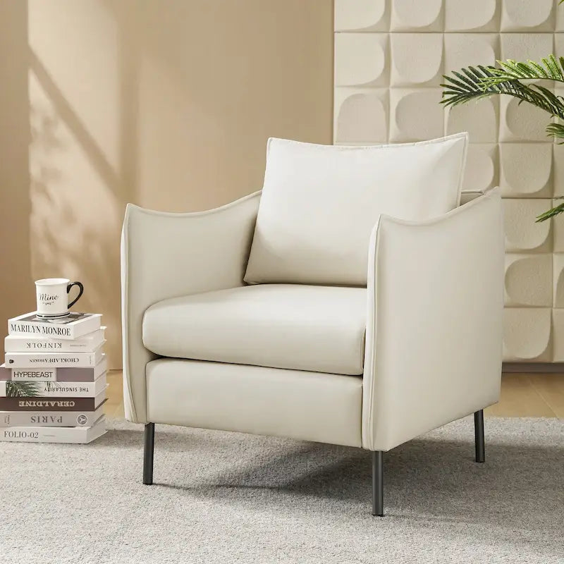 Fauteuil en tissu moderne anti-rayures avec pieds en métal noir