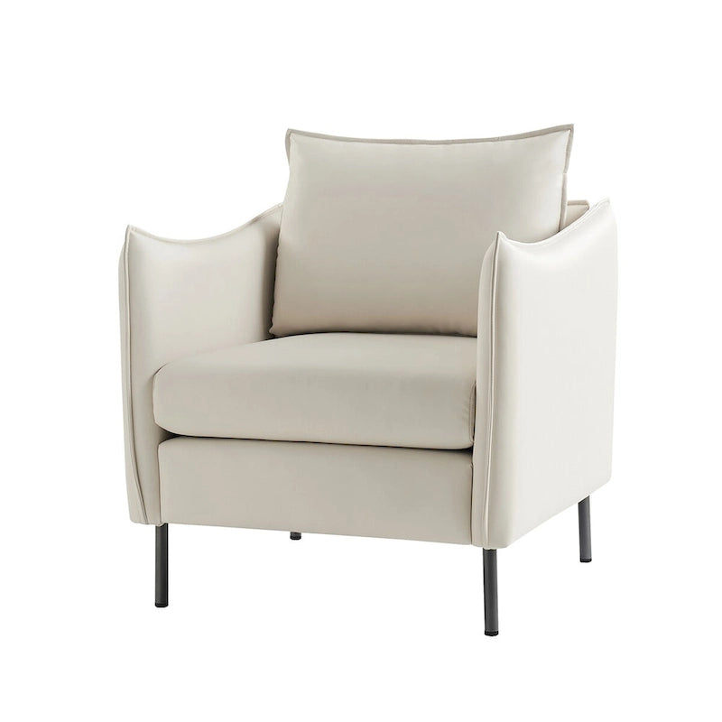 Fauteuil en tissu moderne anti-rayures avec pieds en métal noir