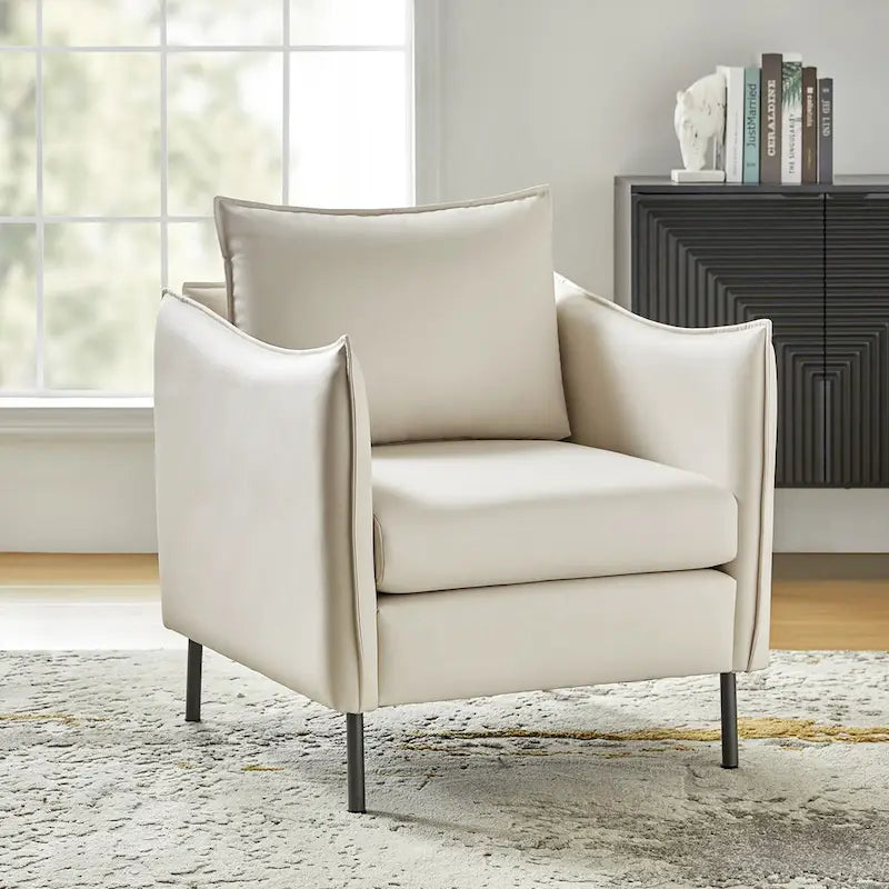 Fauteuil en tissu moderne anti-rayures avec pieds en métal noir