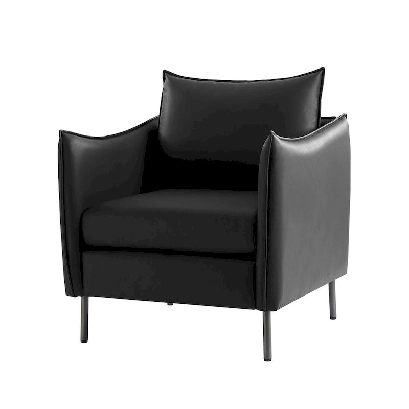 Fauteuil en tissu moderne anti-rayures avec pieds en métal noir