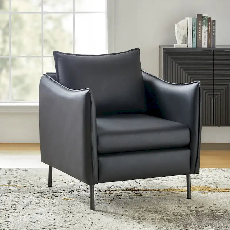 Fauteuil en tissu moderne anti-rayures avec pieds en métal noir