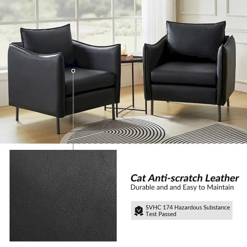 Fauteuil en tissu moderne anti-rayures avec pieds en métal noir