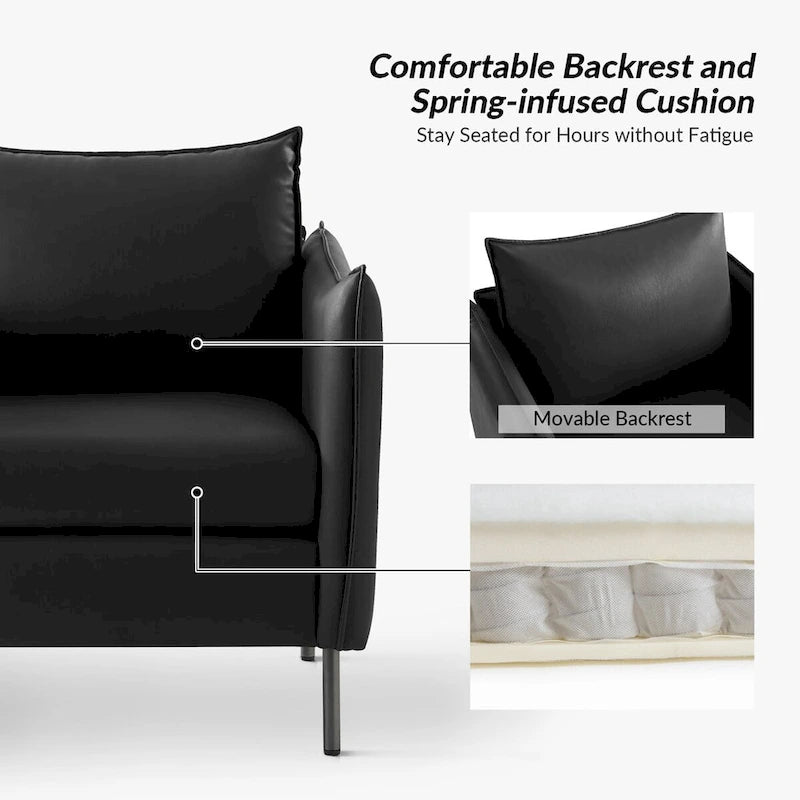 Fauteuil en tissu moderne anti-rayures avec pieds en métal noir