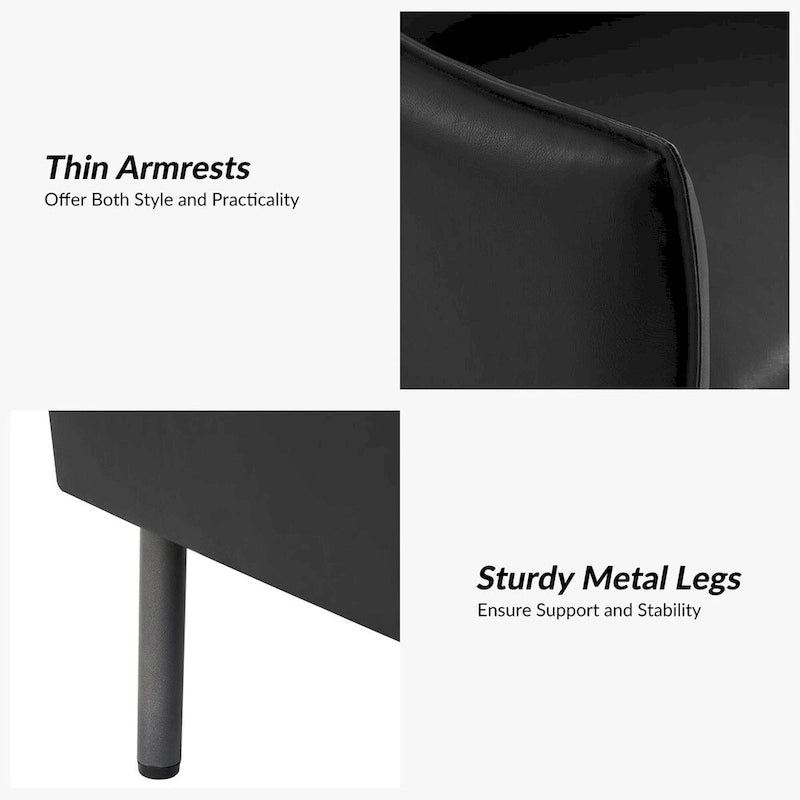 Fauteuil en tissu moderne anti-rayures avec pieds en métal noir