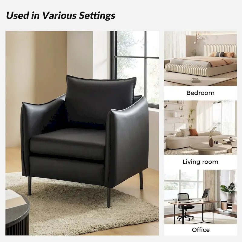 Fauteuil en tissu moderne anti-rayures avec pieds en métal noir