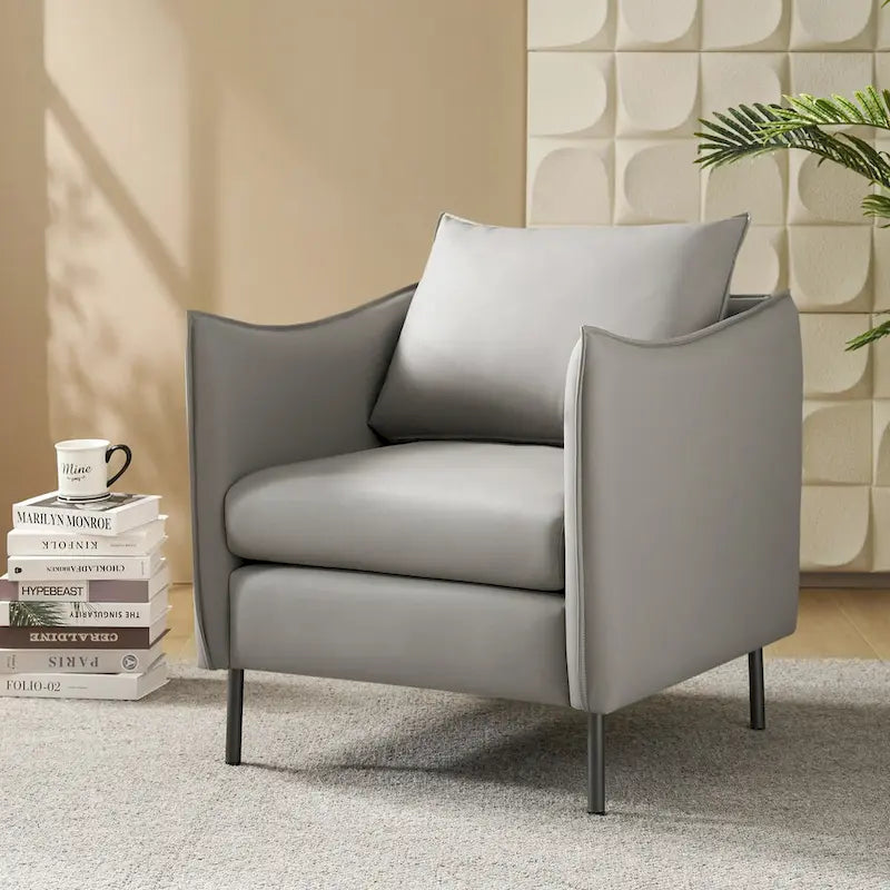 Fauteuil en tissu moderne anti-rayures avec pieds en métal noir