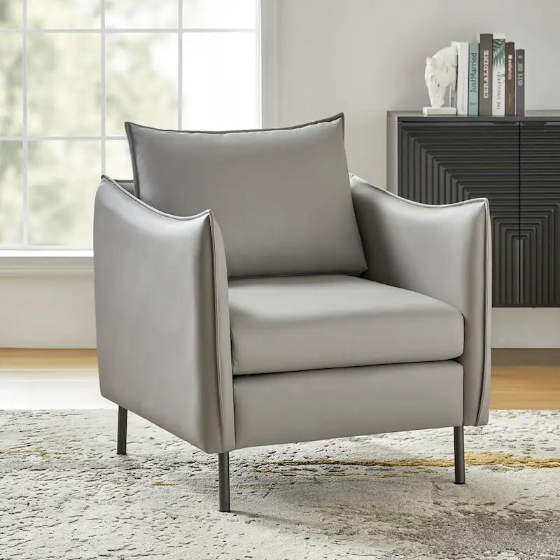 Fauteuil en tissu moderne anti-rayures avec pieds en métal noir
