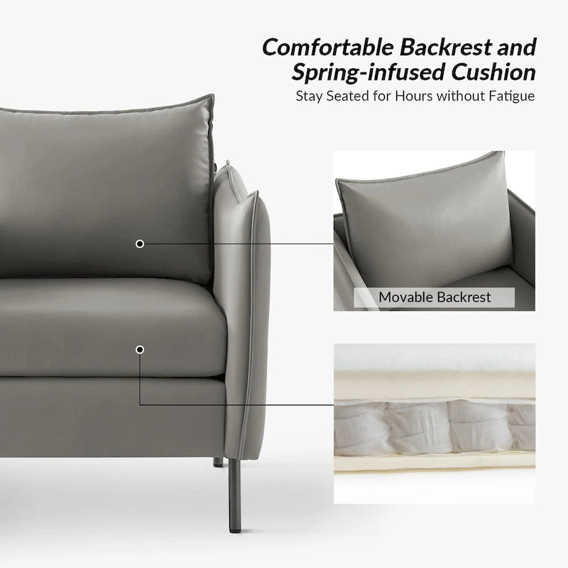 Fauteuil en tissu moderne anti-rayures avec pieds en métal noir