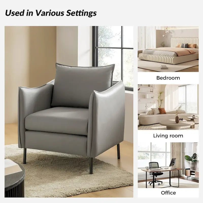 Fauteuil en tissu moderne anti-rayures avec pieds en métal noir