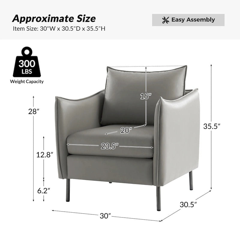 Fauteuil en tissu moderne anti-rayures avec pieds en métal noir