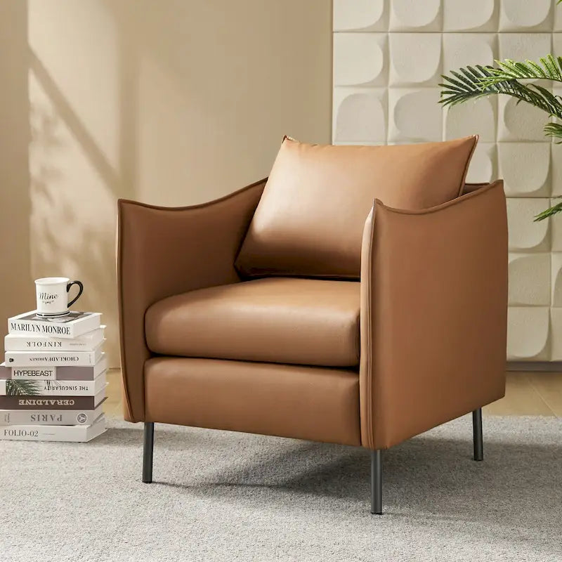 Fauteuil en tissu moderne anti-rayures avec pieds en métal noir