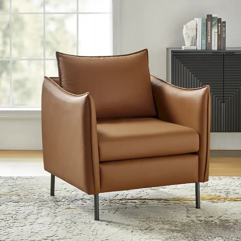 Fauteuil en tissu moderne anti-rayures avec pieds en métal noir