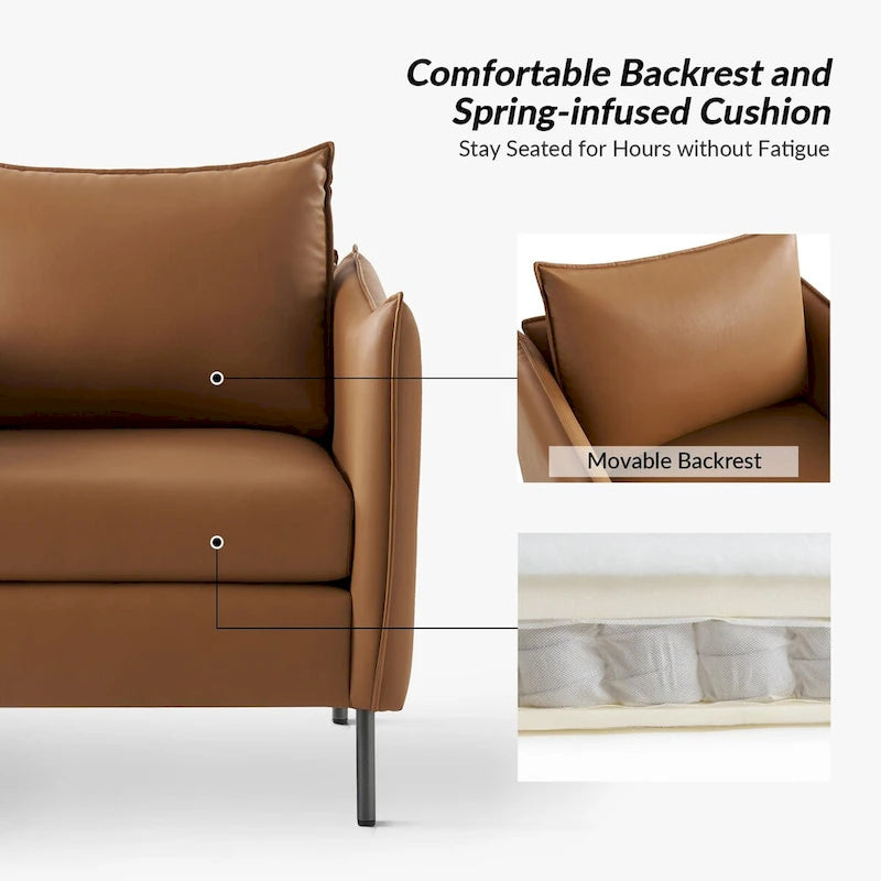 Fauteuil en tissu moderne anti-rayures avec pieds en métal noir