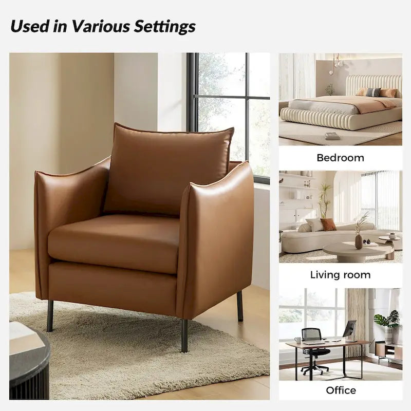 Fauteuil en tissu moderne anti-rayures avec pieds en métal noir