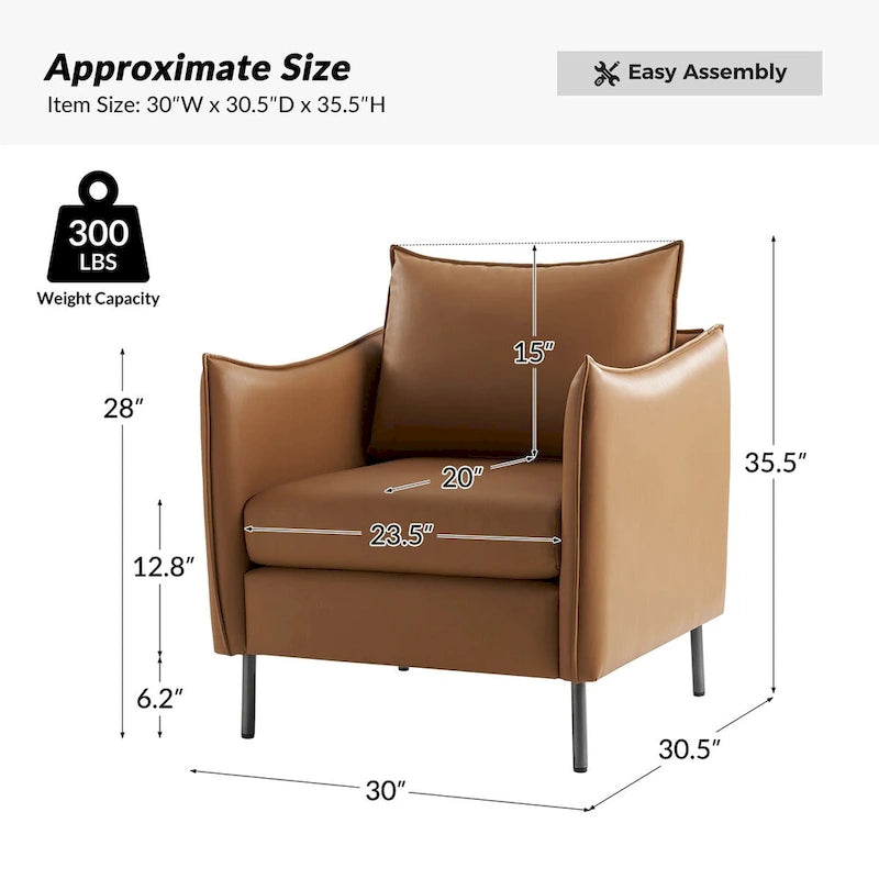Fauteuil en tissu moderne anti-rayures avec pieds en métal noir