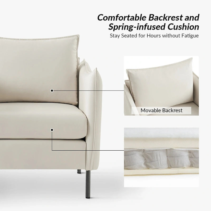 Fauteuil en tissu moderne anti-rayures avec pieds en métal noir
