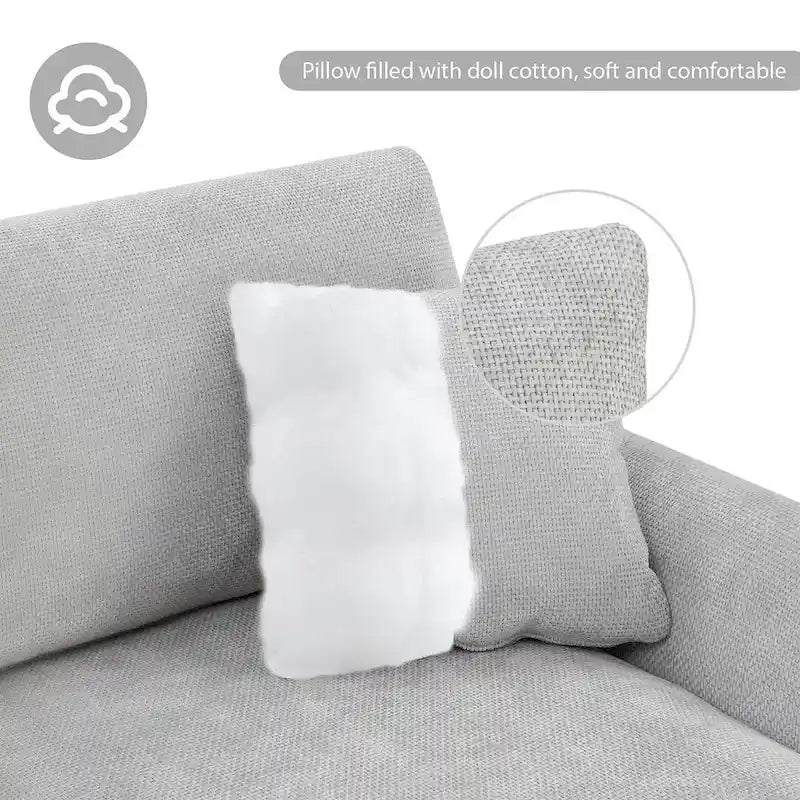 Canapé d'angle surdimensionné avec méridienne, Canapé d'angle en chenille en forme de L pour salon, appartement, bureau
