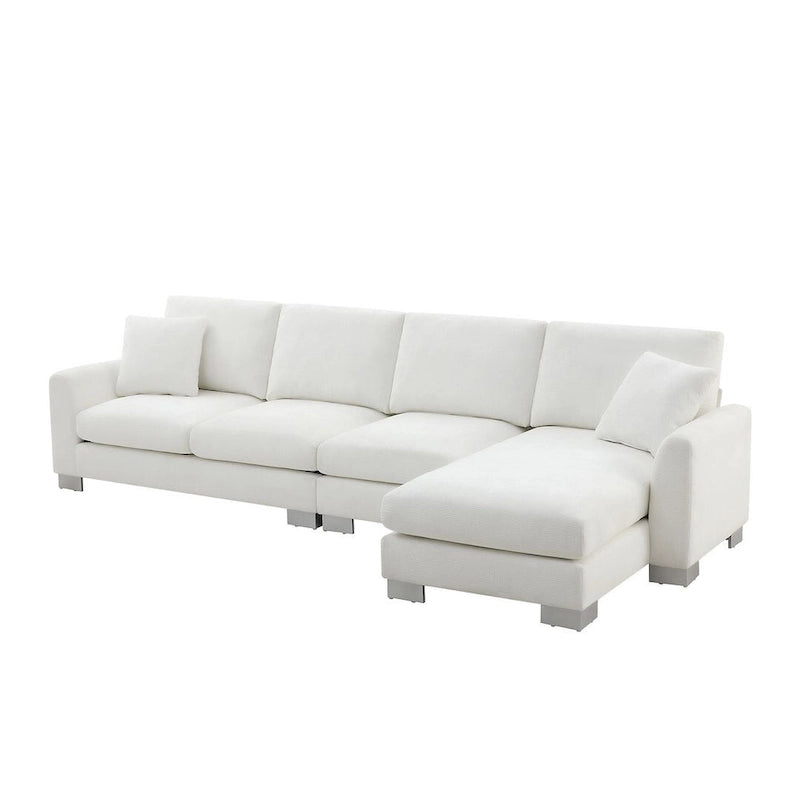 Canapé d'angle surdimensionné avec méridienne, Canapé d'angle en chenille en forme de L pour salon, appartement, bureau