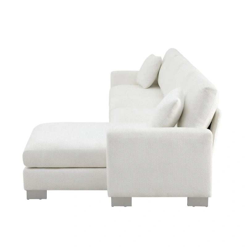 Canapé d'angle surdimensionné avec méridienne, Canapé d'angle en chenille en forme de L pour salon, appartement, bureau