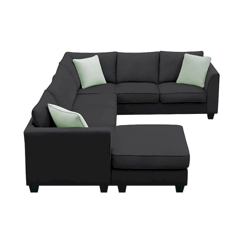 Canapé d'angle modulable réversible avec ottoman