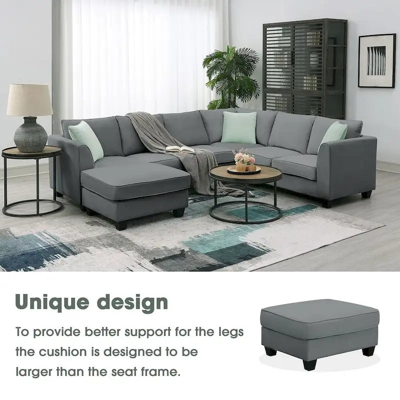 Canapé d'angle modulable réversible avec ottoman