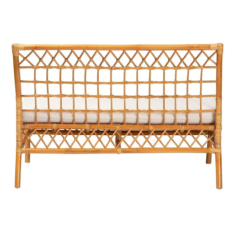 Chaise et banc de salle à manger en rotin couleur miel, style bohème moderne
